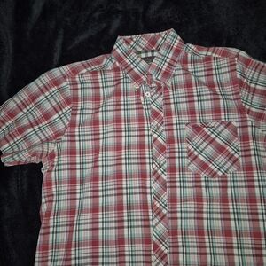 Ben Sherman Red and White Plaid Dress Shirt